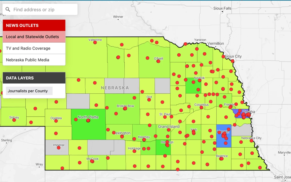 Nebraska News Map
